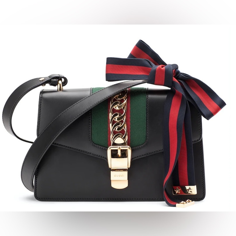 Gucci Sylvie Black Leather Small Shoulder Bag